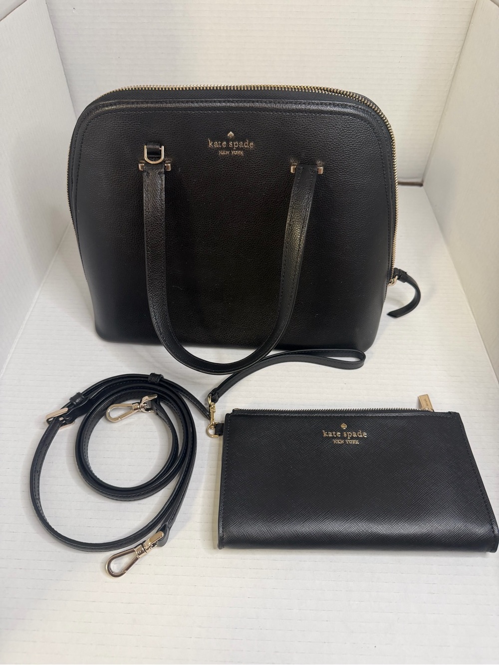 Kate Spade New York Black Dome Satchel & Wallet Top Handles & Detachable Strap